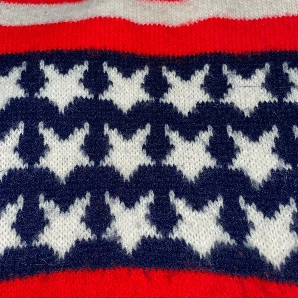 USA flag knit scarf fringe stars stripes Americana American United States